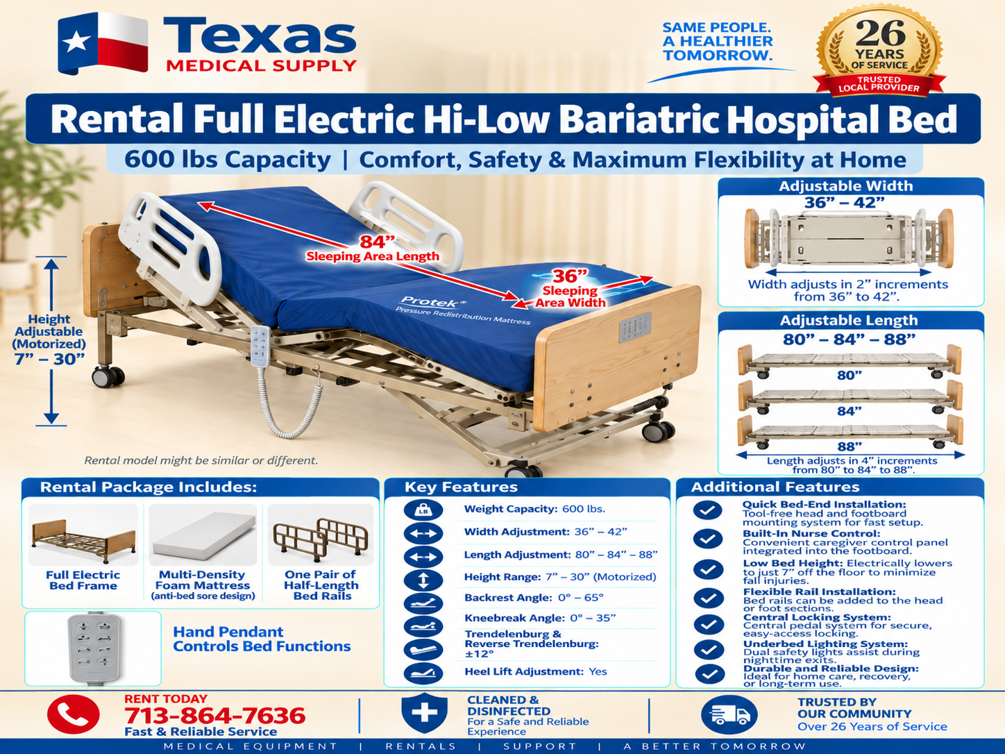 Rental Hospital Bed Bariatric  42