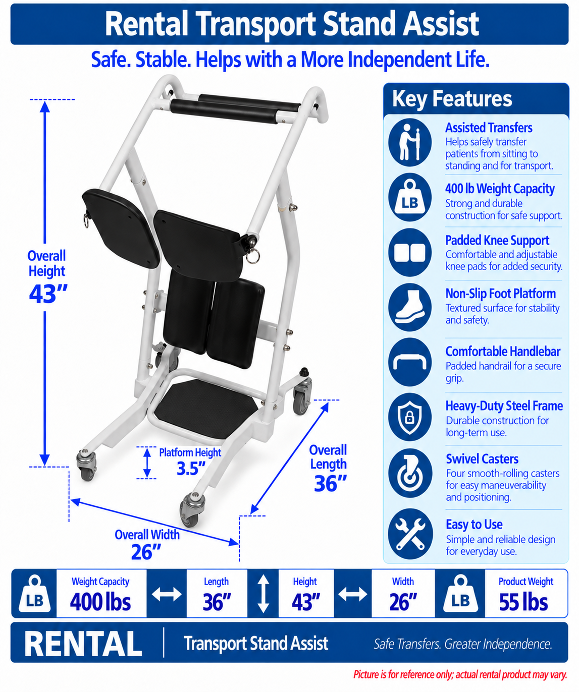 Rental Patient Transport Stand Assist
