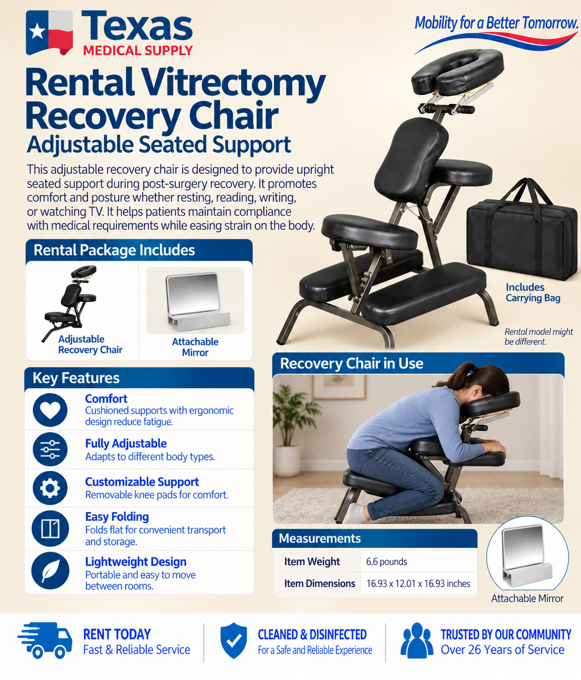 Rental Vitrectomy Recovery Chair
