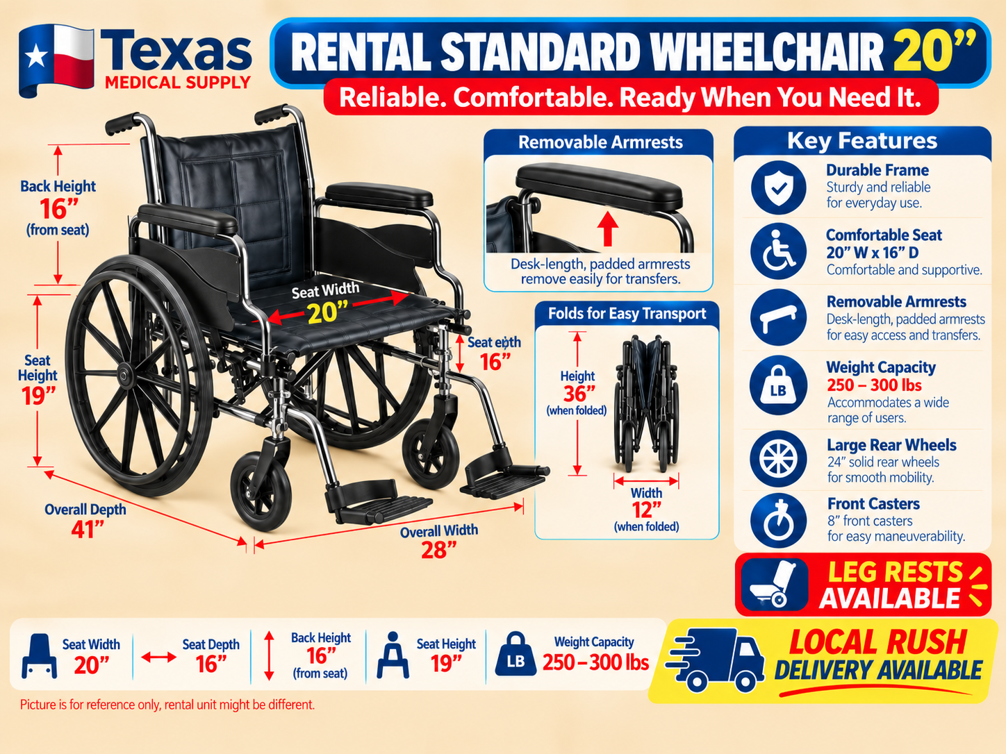 Rental Wheelchair Tall & HD 20