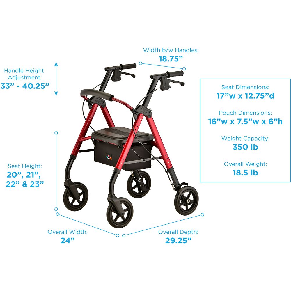 STAR 8 DX Rollator Seat Height Adjustable 18.5Lbs