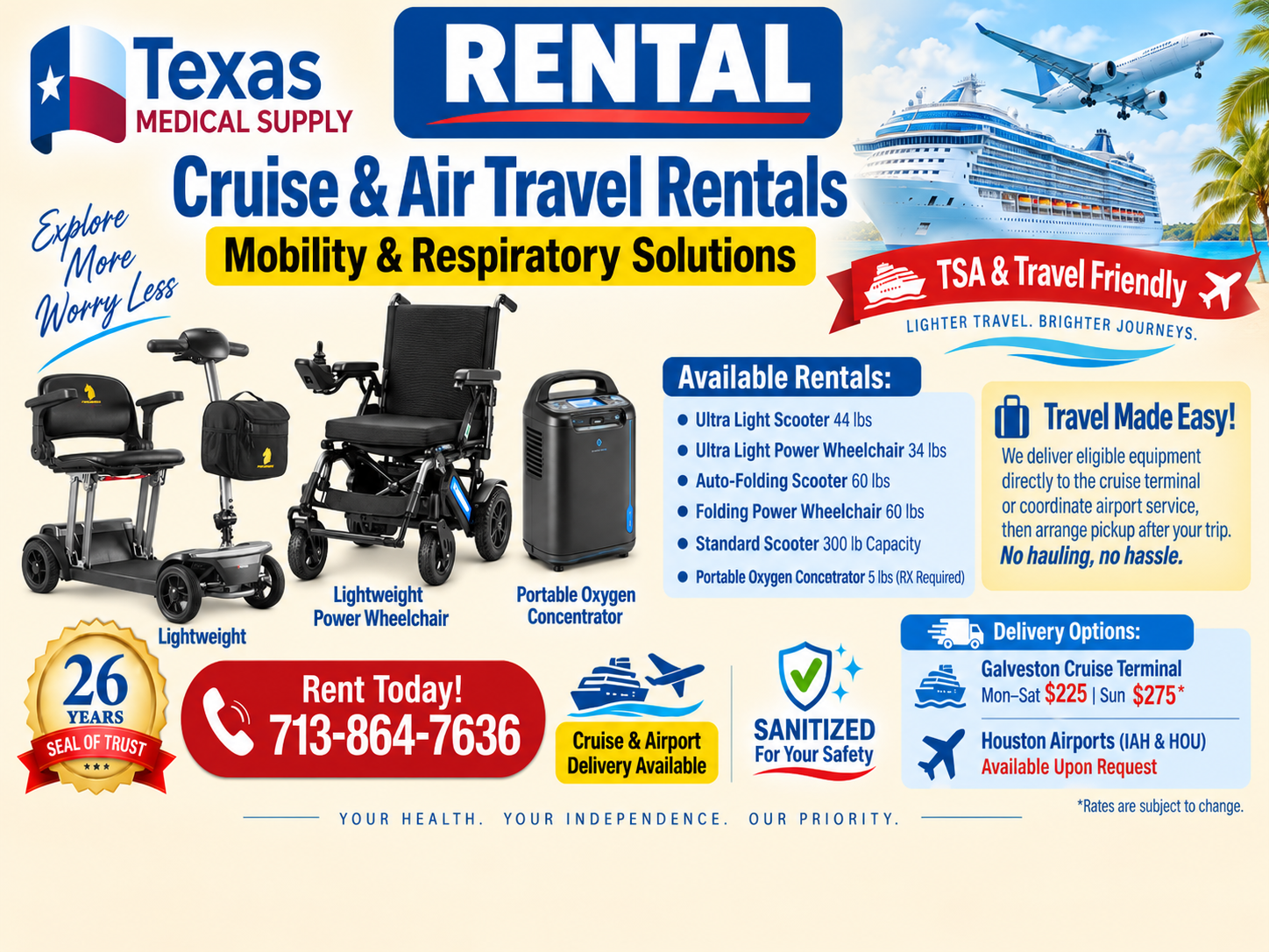 Rental Scooter For Cruise & Air Travel