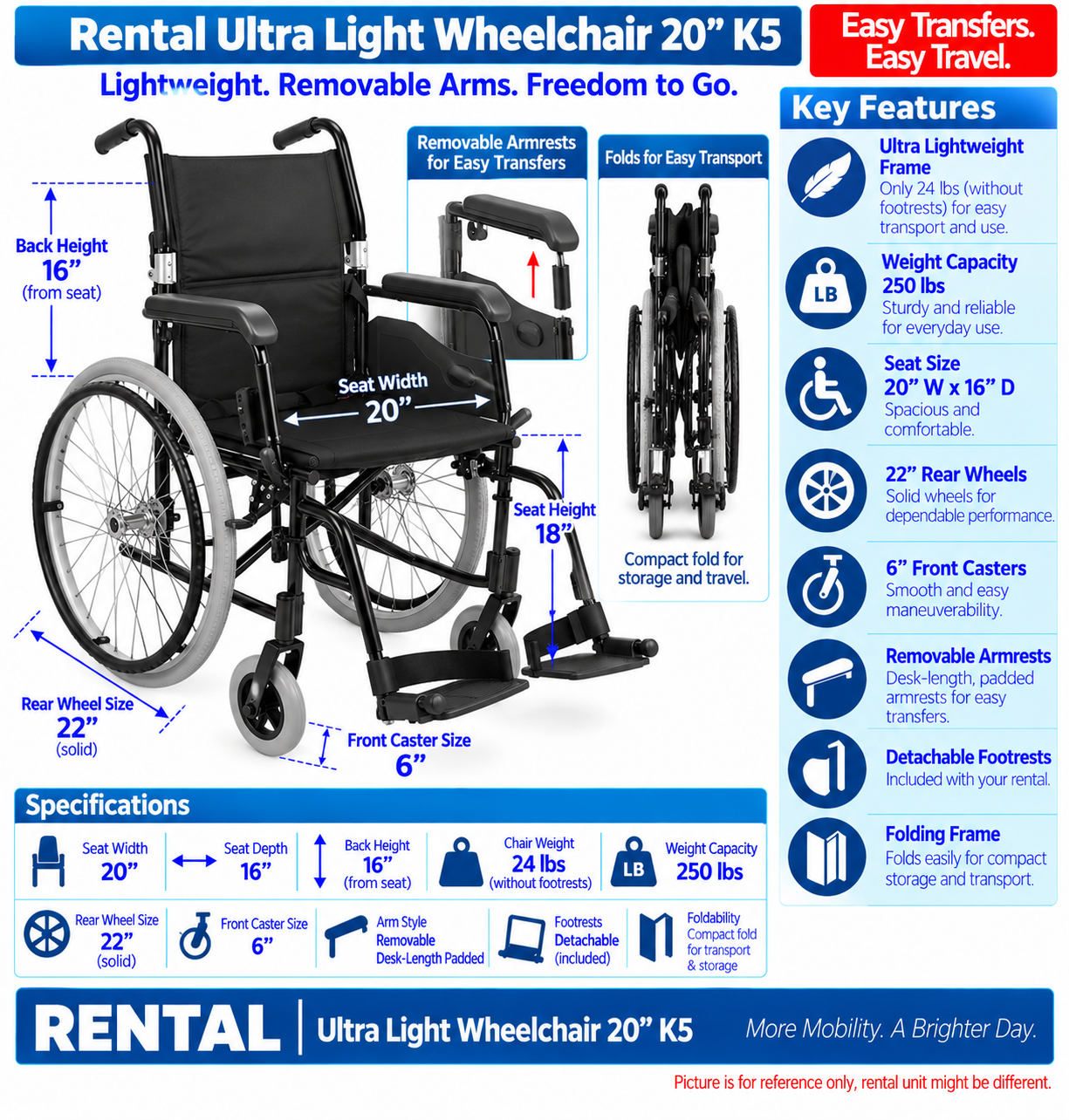 Rental Ultra Light Wheelchair 20