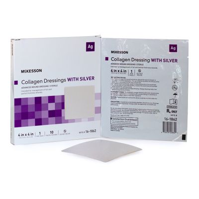 Silver Collagen Dressing McKesson 4 X 4 Silver Collagen Dressing McKesson 4 X 4