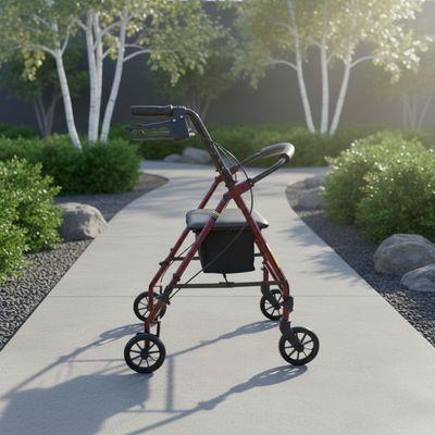Rollator Foldable Handle Height Adjustable 300Lbs Cap