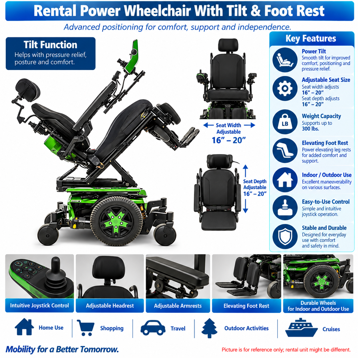 Rental Power Wheelchair With Tilt & Foot Rest