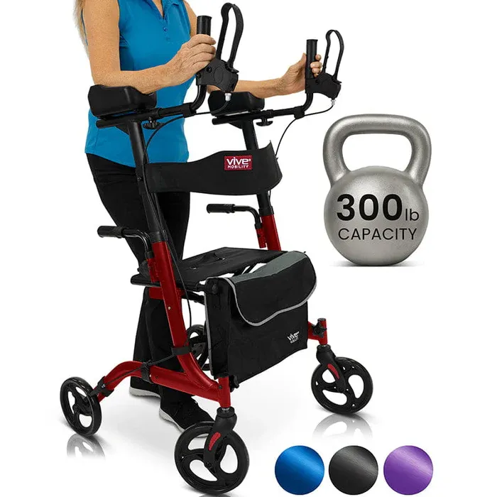 Upright Rollator - Walker with Foldable Transport Seat