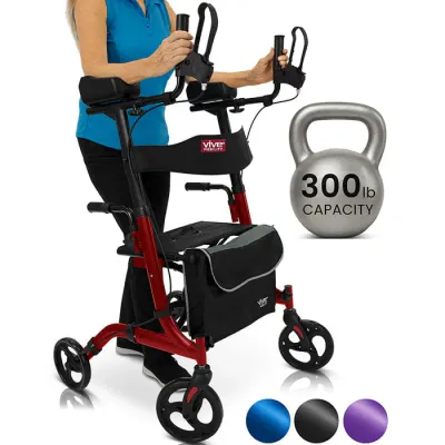 Upright Rollator - Walker with Foldable Transport Seat Upright Rollator - Walker with Foldable Transport Seat