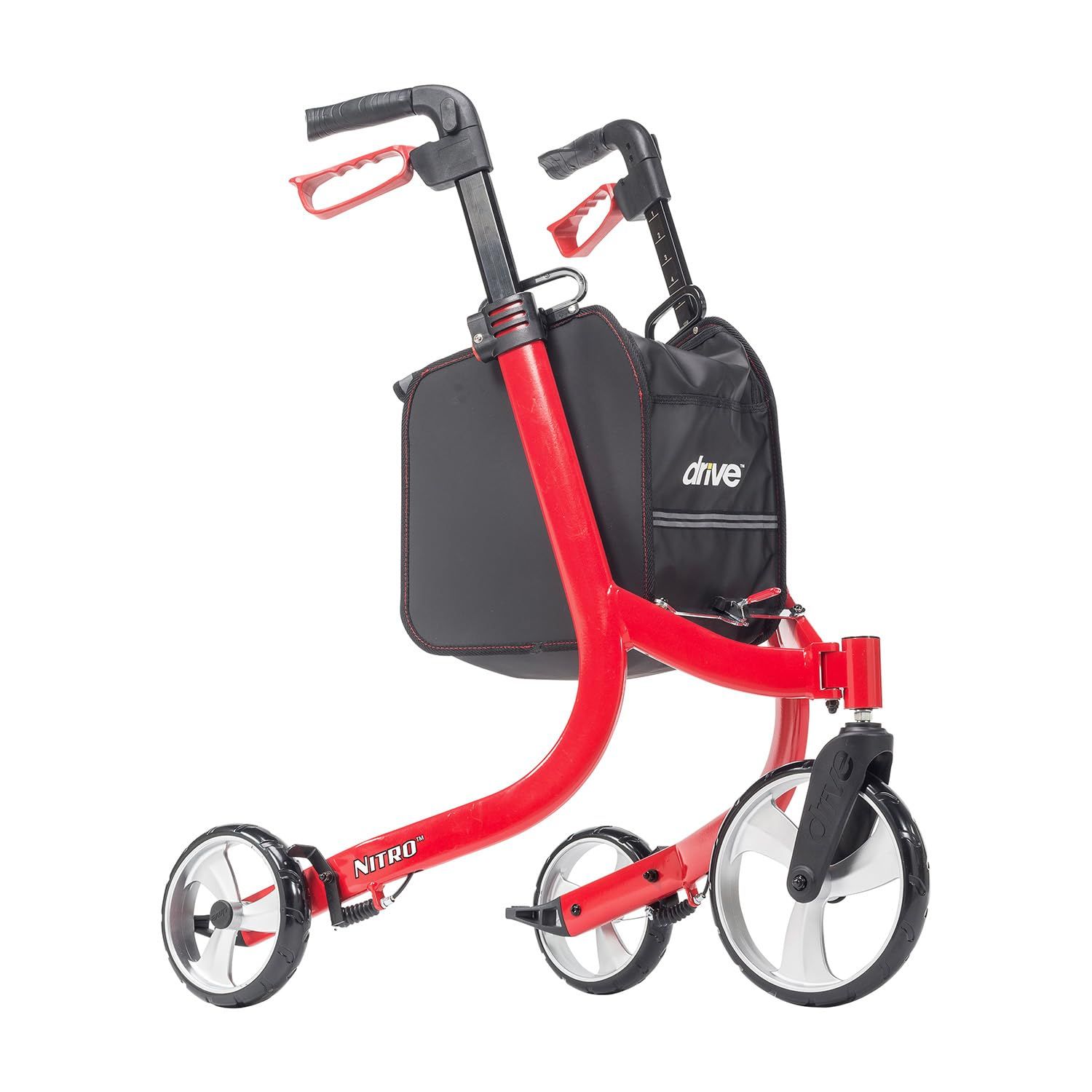 Drive Medical Nitro 3 Wheel Rollator Walker, Ultra Lightweight, Red 13.5Lbs Drive Medical Nitro 3 Wheel Rollator Walker, Ultra Lightweight, Red 13.5Lbs