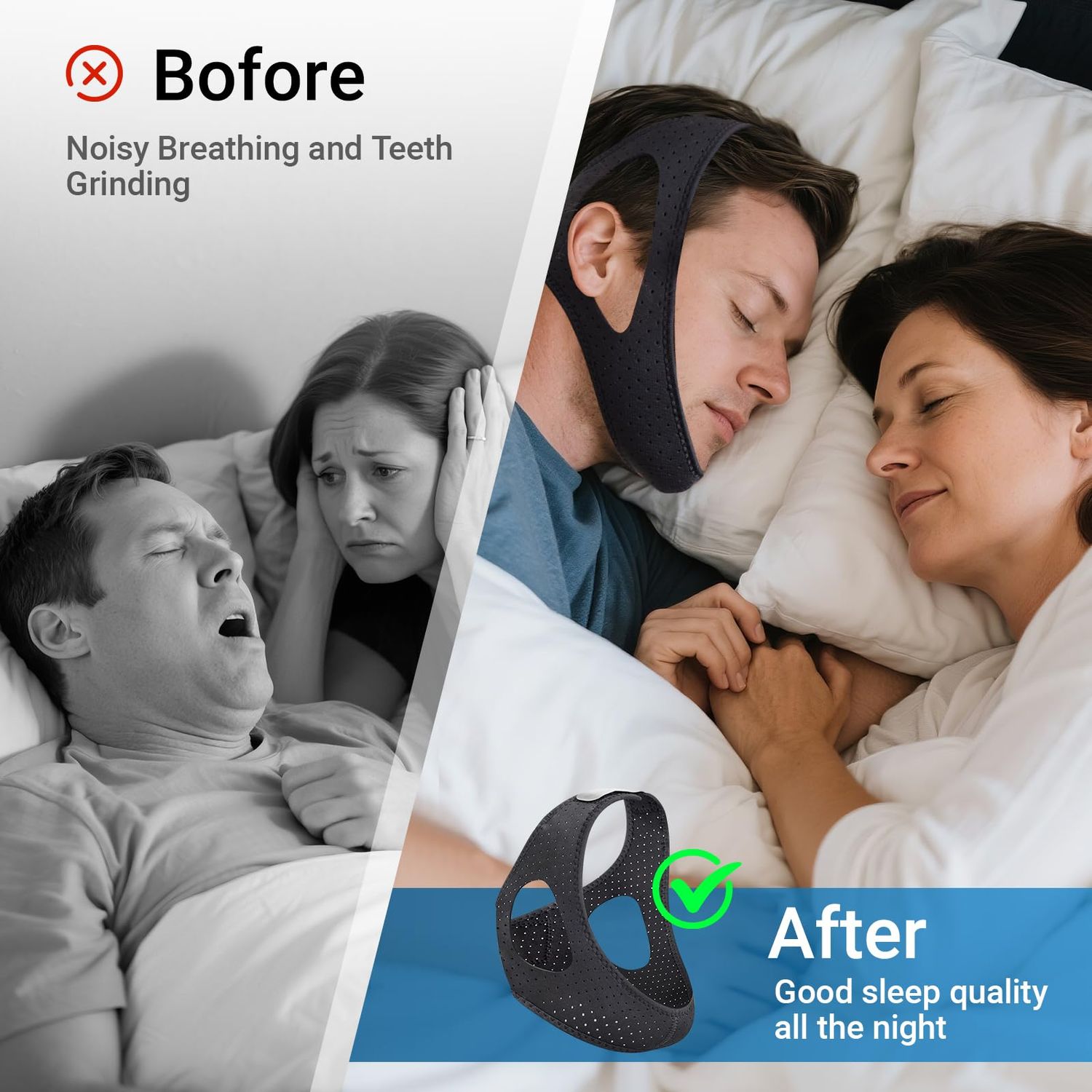 Anti-Snoring Chin Strap for CPAP Users - Black Anti-Snoring Chin Strap for CPAP Users - Black