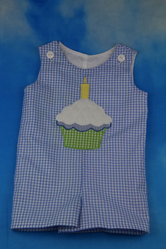 Blue Gingham Cupcake Overall