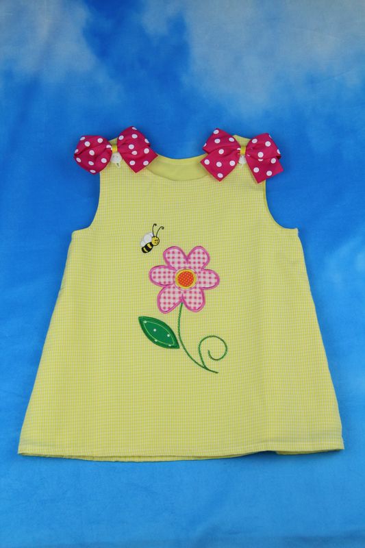 Yellow gingham Flower dress