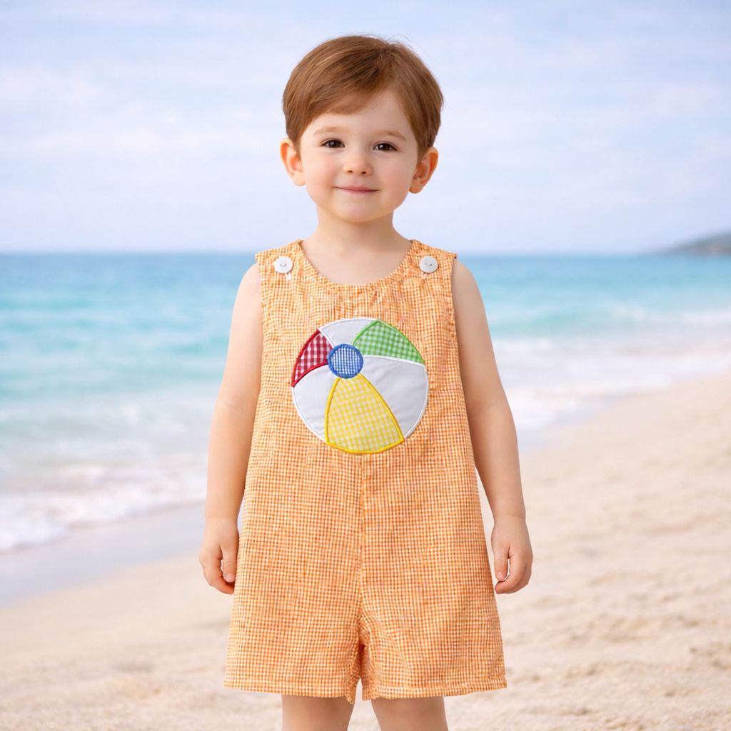 Orange gingham beach ball overall