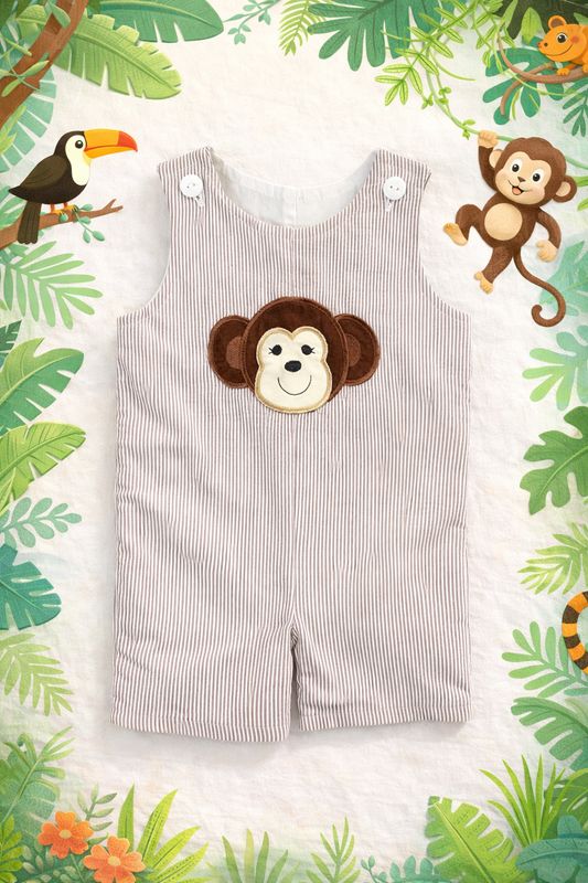 Khaki Seersucker Monkey