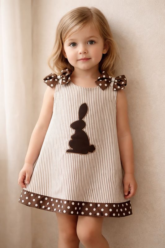 Chocolate Bunny Dress – Handmade Cotton Easter &amp; Spring Dress
