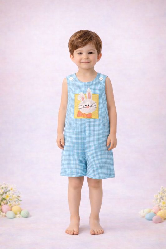 Chocolate Bunny Overalls – Handmade Cotton Easter &amp; Spring Outfit