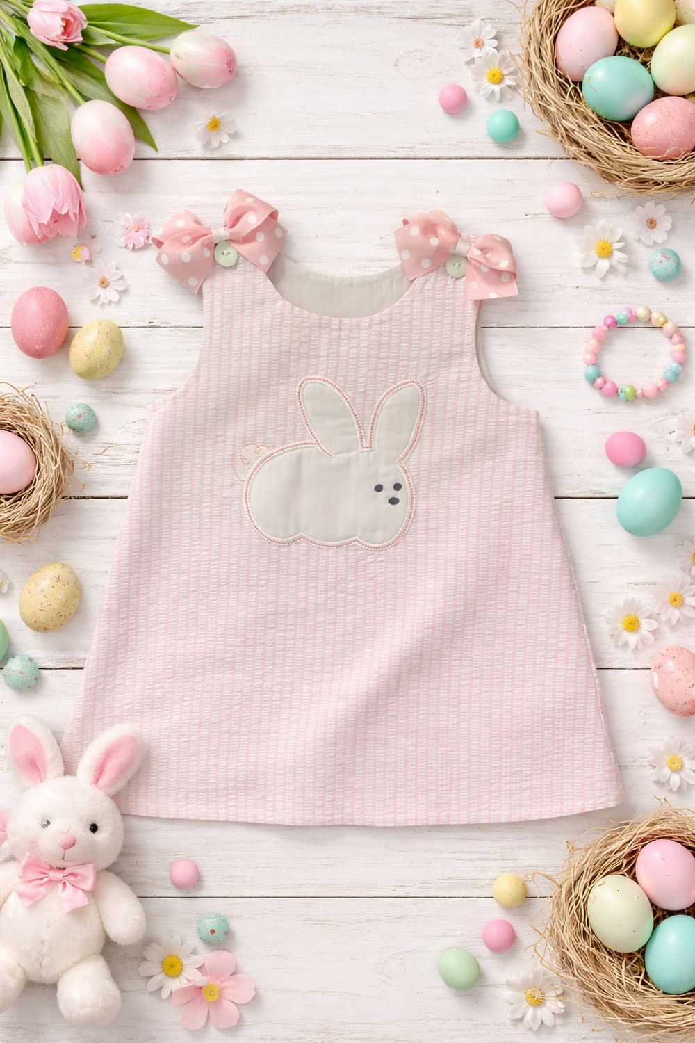 CLOSE OUT - PINK STRIPE JUMBO BUNNY DRESS