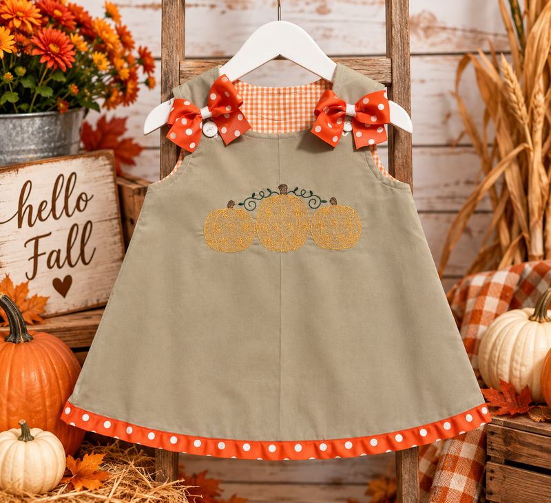 PUMPKIN TRIO FULLY REVERSIBLE DRESS