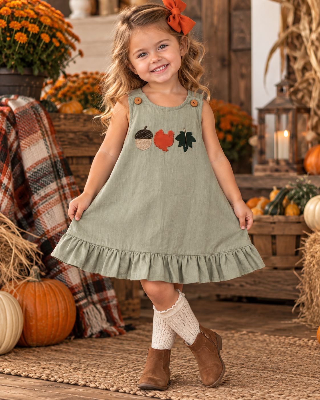HARVEST TRIO APPLIQUE DRESS
