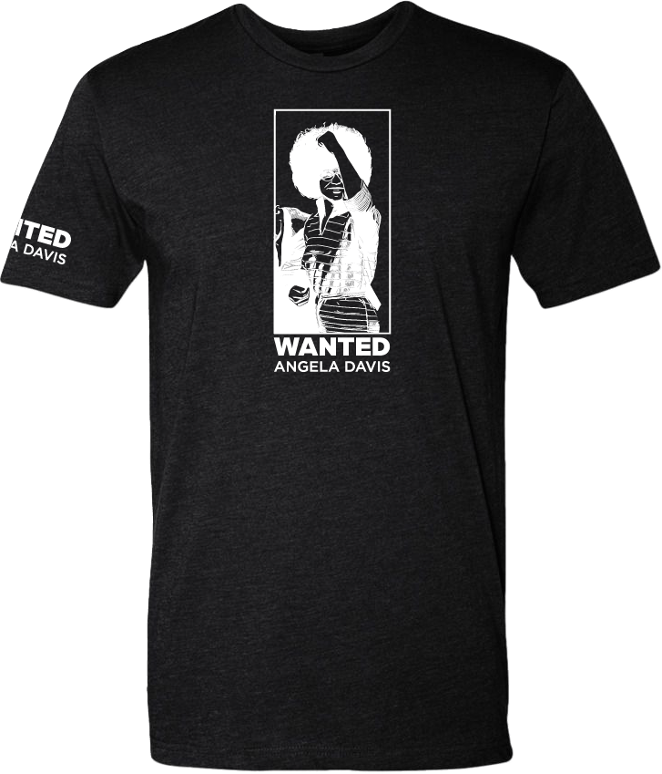 Wanted: Angela Davis t-shirt featuring iconic Angela Davis portrait design