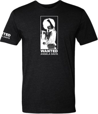 Wanted: Angela Davis t-shirt featuring iconic Angela Davis portrait design