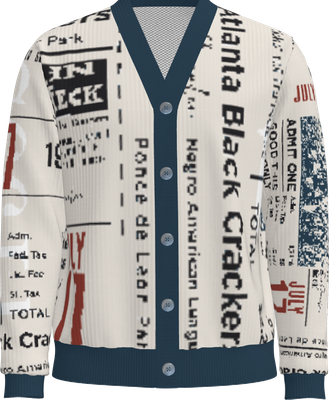Atlanta Black Crackers Knitted: Cardigan Sweater featuring vintage Negro Leagues styl