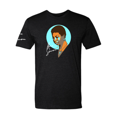 Nina Simone t-shirt featuring vintage jazz singer design in black