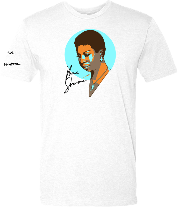 Nina Simone t-shirt featuring vintage jazz singer design in white