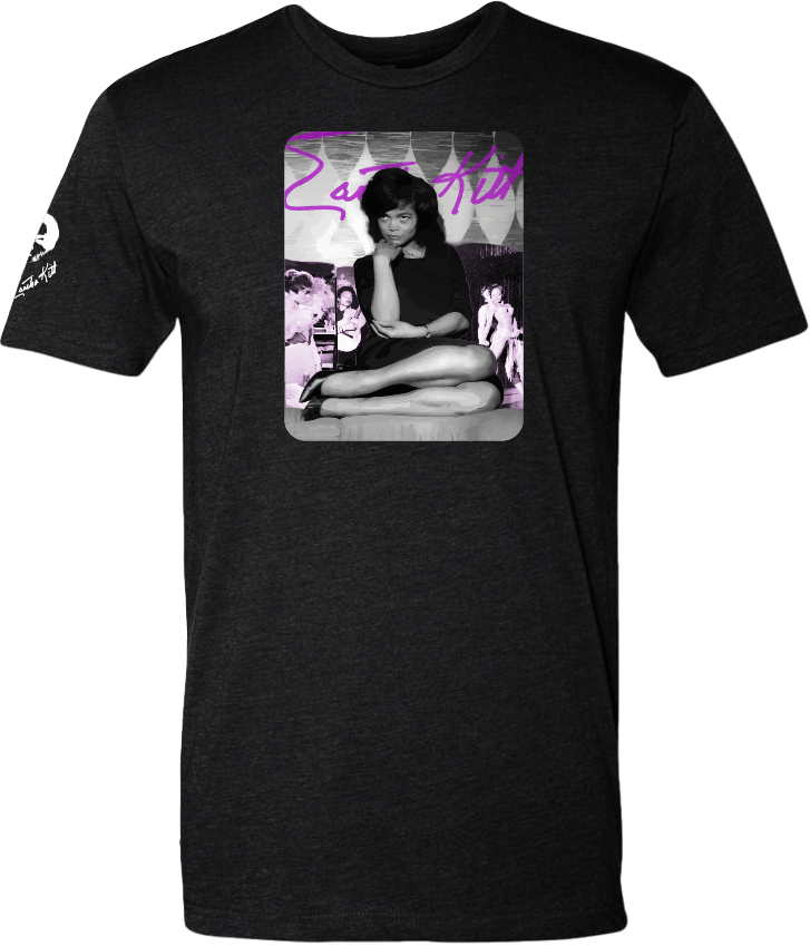 Eartha Kitt retro graphic t-shirt — singer and activist blacklisted for opposing the Vietnam War at the White House in 1968, 