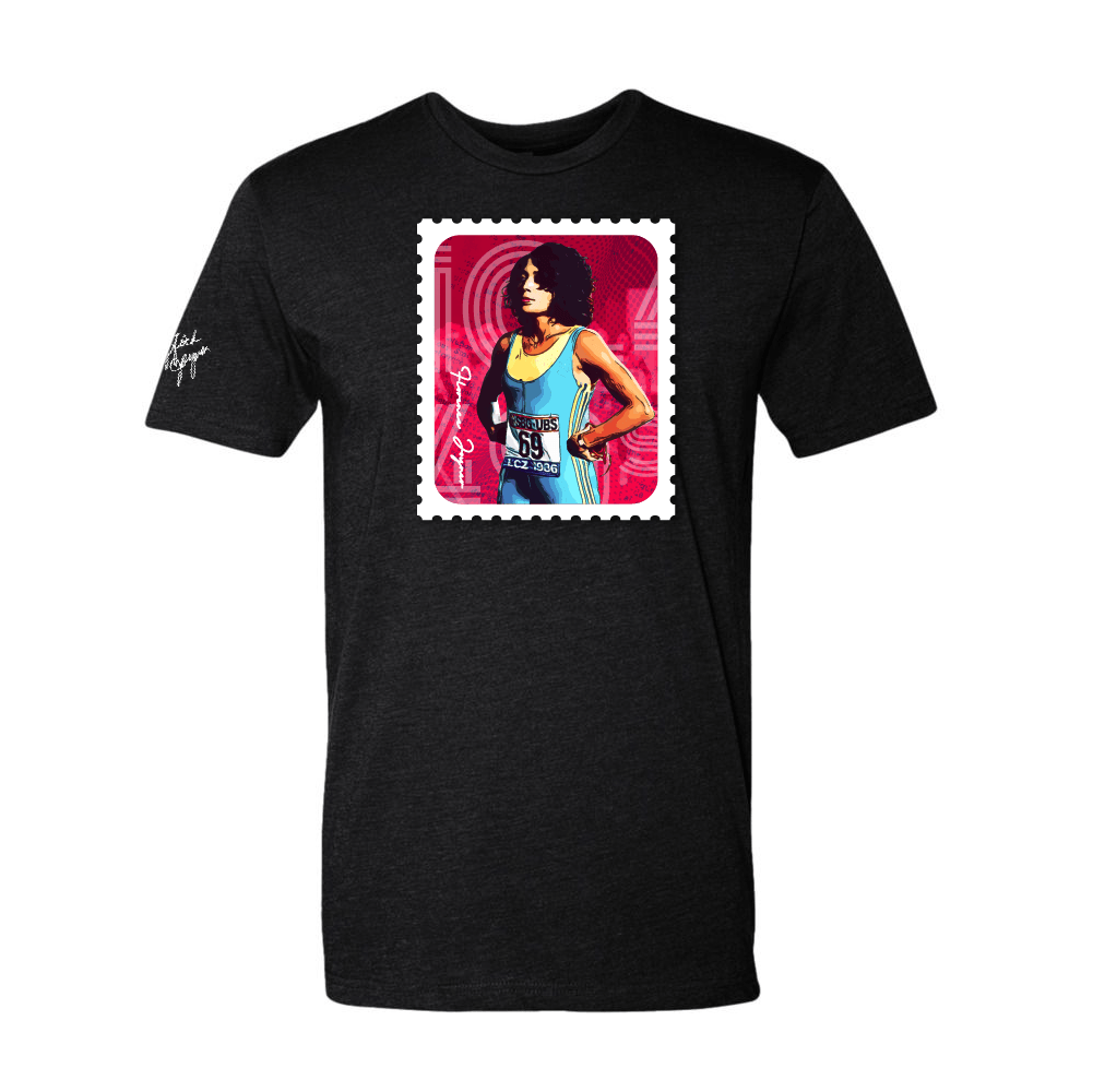 Florence Griffith-Joyner Flo Jo 10.49 graphic t-shirt — tribute to the 1988 Olympic 100m world record that still stands today