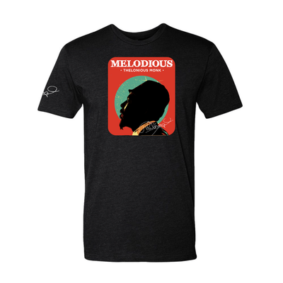 Thelonious Monk MELODIOUS art tee lifestyle — bebop pioneer heritage apparel by Victoria + Irene Apparel Co