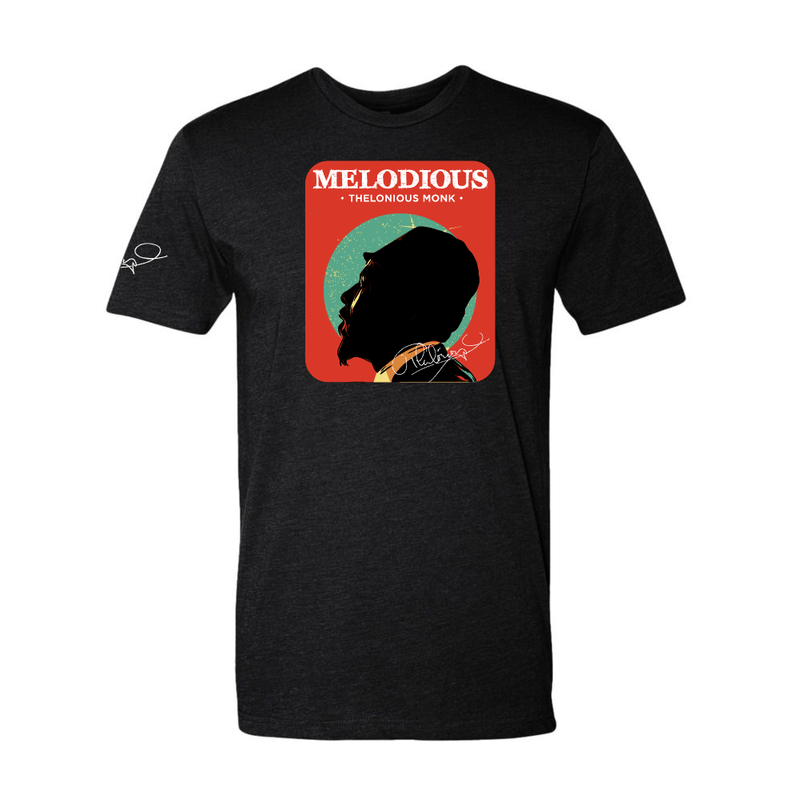 Thelonious Monk MELODIOUS art tee lifestyle — bebop pioneer heritage apparel by Victoria + Irene Apparel Co