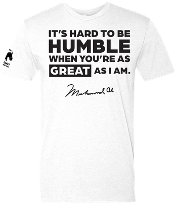 Muhammad Ali 'Hard to Be Humble' graphic t-shirt — Black history tribute tee by Victoria + Irene Apparel Co