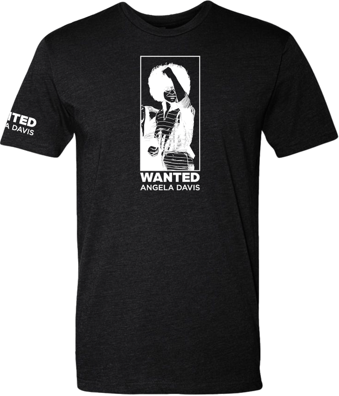Wanted: Angela Davis t-shirt featuring iconic Angela Davis portrait design