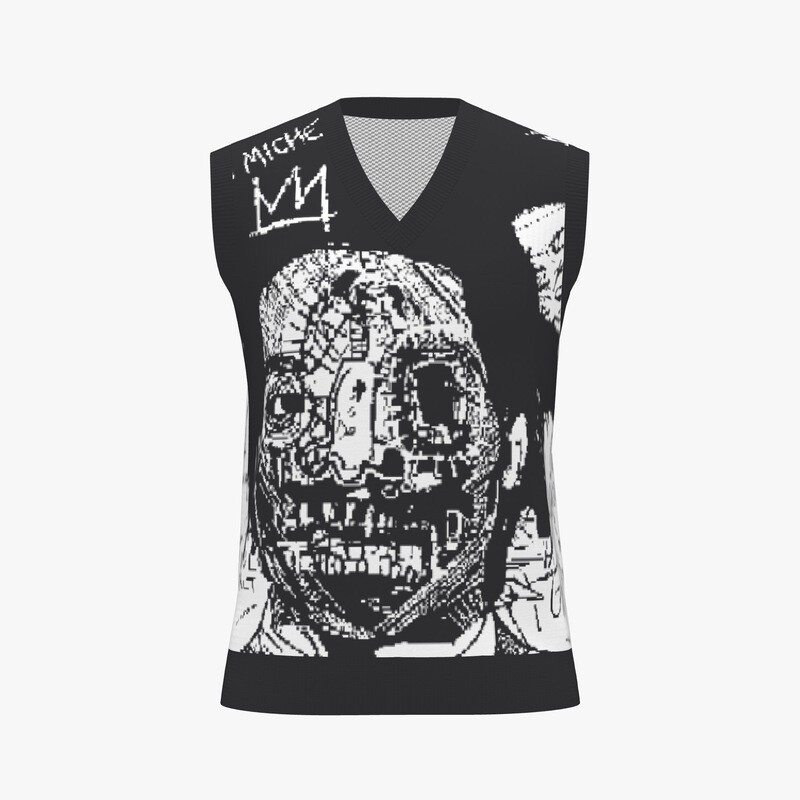Jean-Michel Basquiat tribute vest — urban art heritage apparel by Victoria + Irene Apparel Co