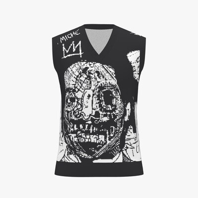 Jean-Michel Basquiat tribute vest — urban art heritage apparel by Victoria + Irene Apparel Co