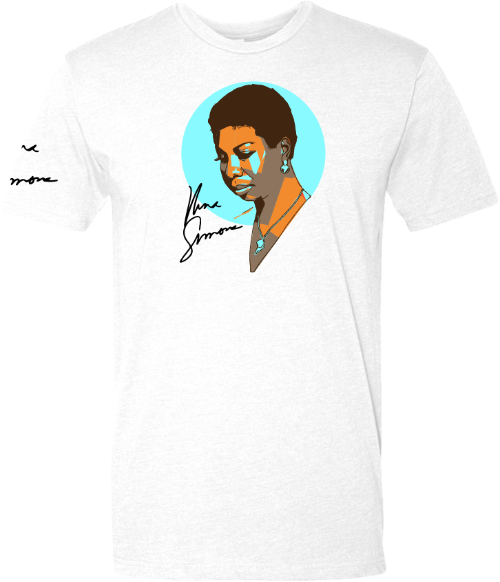 Nina Simone t-shirt featuring vintage jazz singer design in white