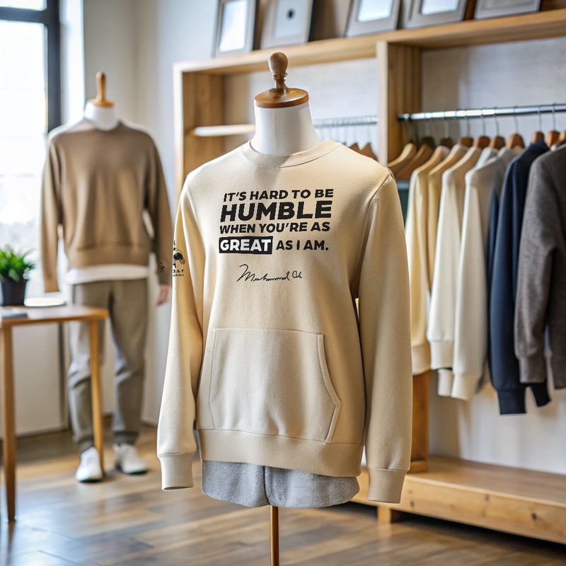Muhammad Ali 'Hard to Be Humble' heritage sweater — Black history tribute knitwear by Victoria + Irene Apparel Co