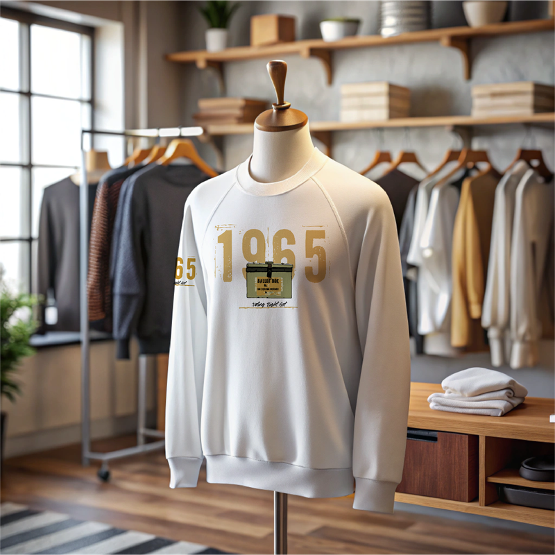 1965 Ballot Box voting rights heritage sweatshirt — civil rights tribute apparel by Victoria + Irene Apparel Co