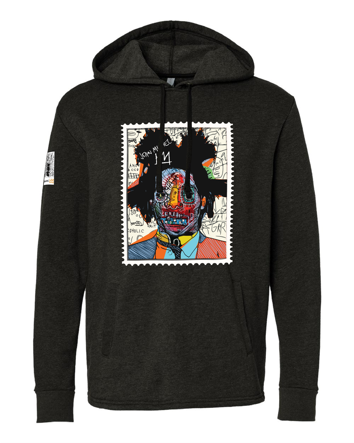 Jean-Michel Basquiat portrait heritage hoodie — neo-expressionist art tribute apparel by Victoria + Irene Apparel Co