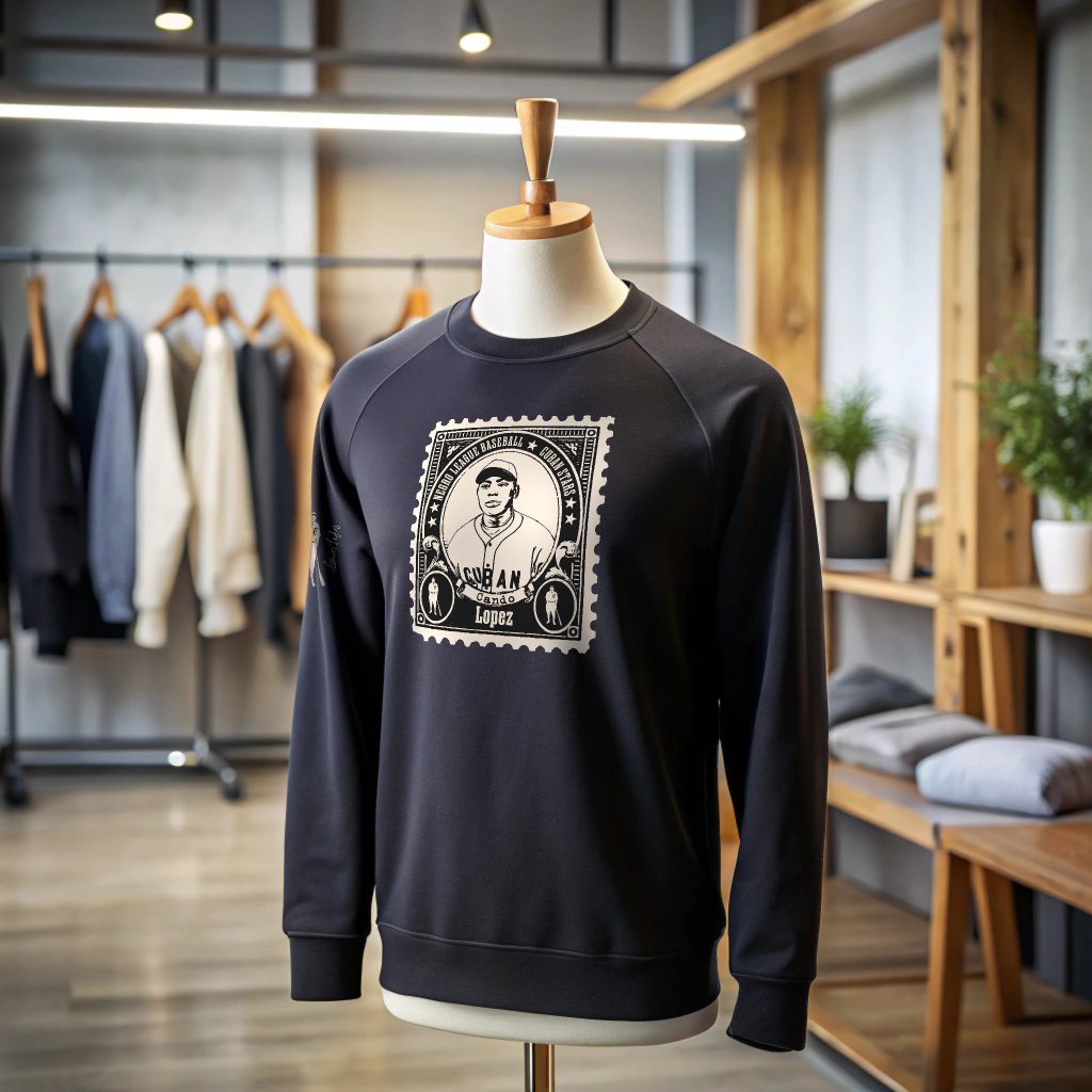 Cando Lopez Cuban Star French Terry raglan sweatshirt — Negro League heritage apparel by Victoria + Irene Apparel Co