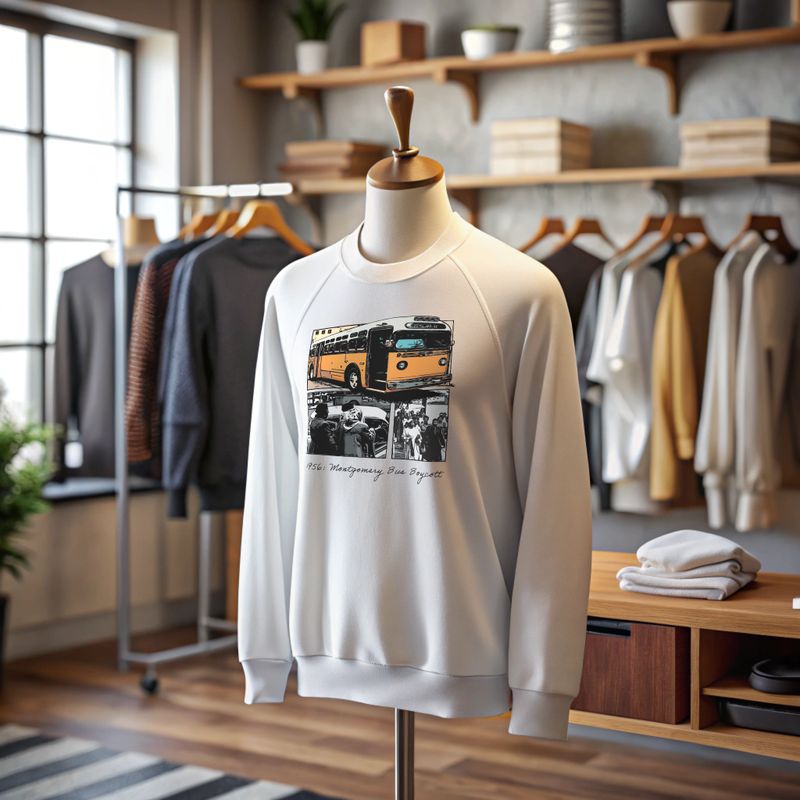 Montgomery Bus Boycott 'The Bus Stand' heritage sweatshirt — 1955 civil rights tribute apparel by Victoria + Irene Apparel Co