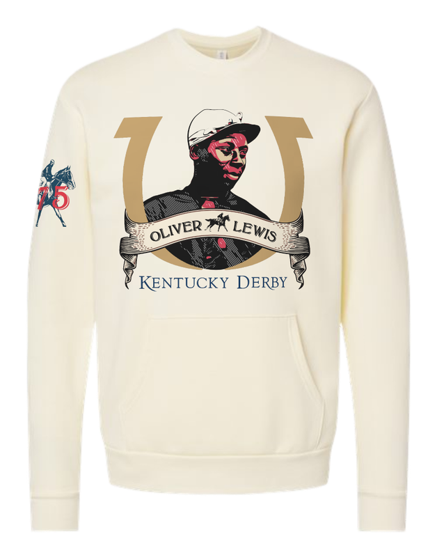 Model wearing Oliver Lewis 1875 cream pull-over — Black history heritage knitwear by Victoria + Irene
