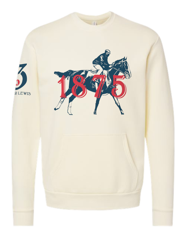 1875 Oliver Lewis heritage pull-over sweater in cream — tribute to first Black Kentucky Derby winner, by Victoria + Irene App