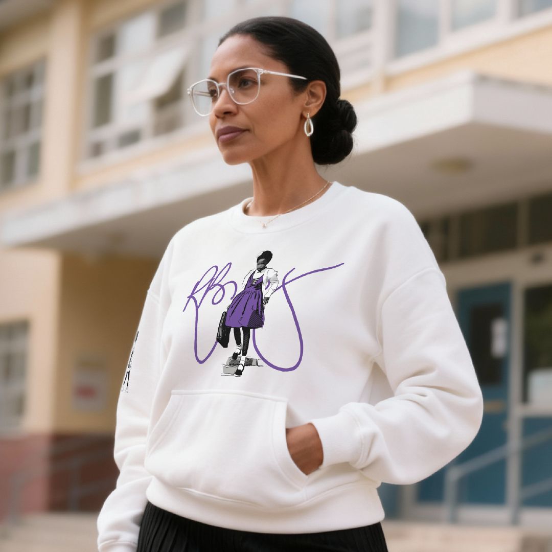 Ruby Bridges heritage sweatshirt — school desegregation pioneer tribute apparel by Victoria + Irene Apparel Co