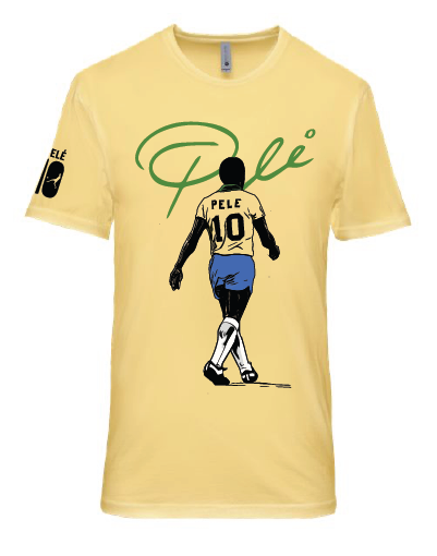 Pelé No. 10 legacy graphic tee — three-time World Cup winner tribute tee by Victoria + Irene Apparel Co