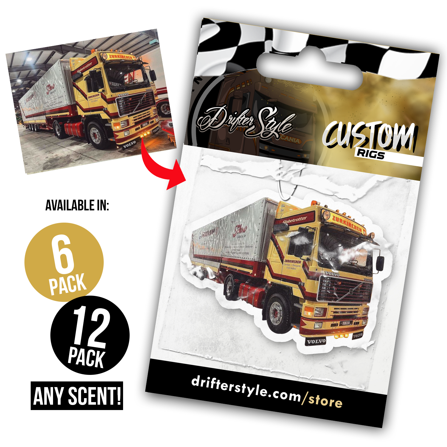 12 x Fully Personalised Custom Rig Air Freshener - with YOUR scent