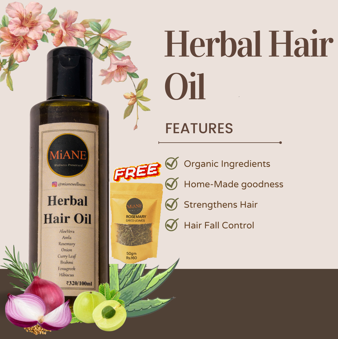 MiANE  Herbal  Hair  Oil  100ml + FREE Rosemary leaves (50gm)