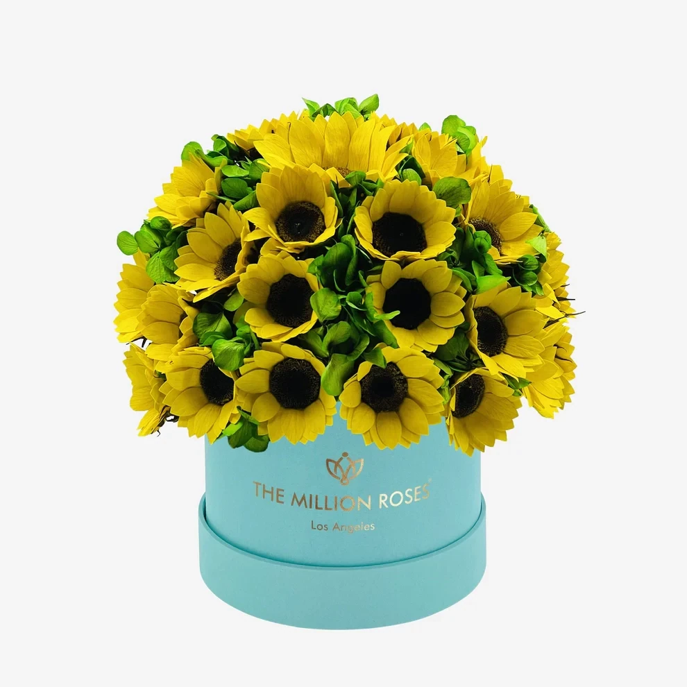 Classic Box | Mintgrün | Suede | Sonnenblumen & Grüne Hortensien