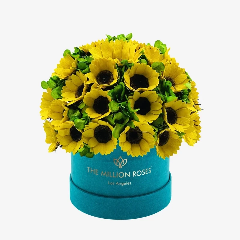 Classic Box | Weiß | Sonnenblumen & Grüne Hortensien